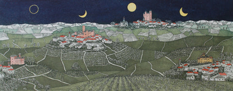 Fasi lunari sui castelli di Langa